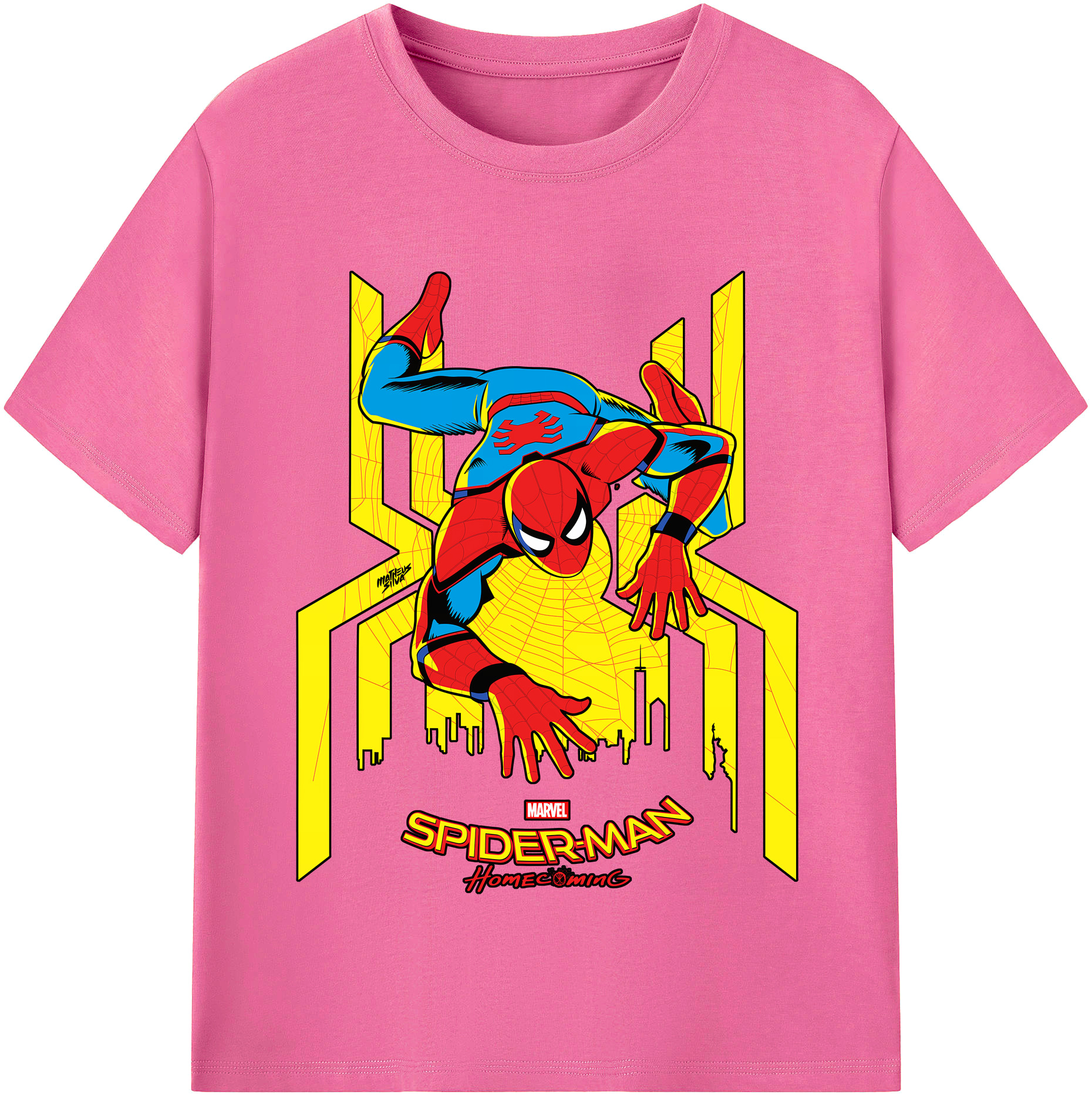 （画像用） Spider Man スパイダーマン レディースカジュアルプリントTシャツ（綿100％）
